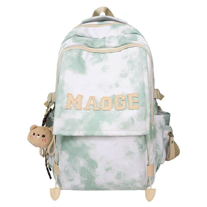 Lettering Tie Backpack Set Bag / Charm Dye