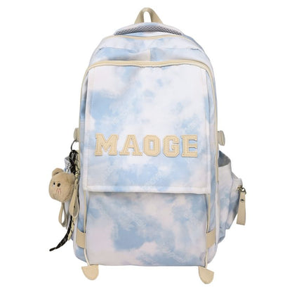 Lettering Tie Backpack Set Bag / Charm Dye