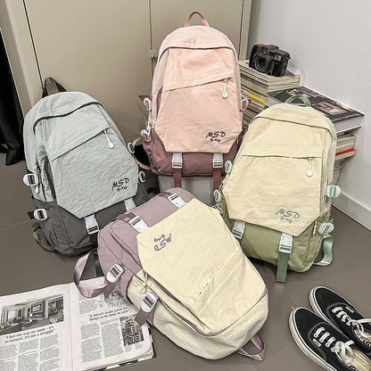Flap Buckled Lettering Backpack