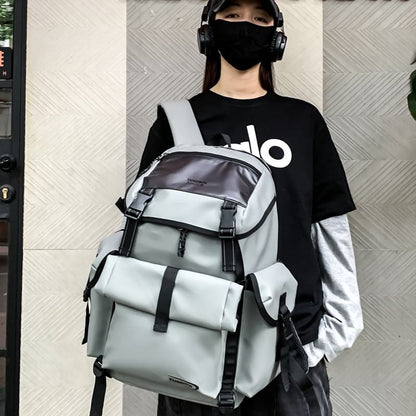 Buckled Faux Lettering Leather Backpack