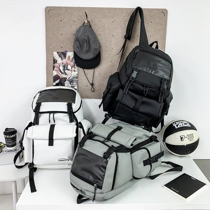 Buckled Faux Lettering Leather Backpack