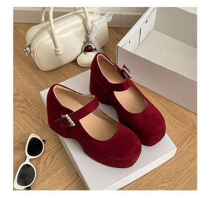 Plain Platform Jane Shoes Mary Wedge