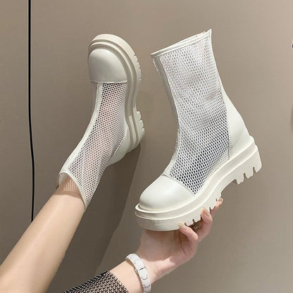 Platform Plain Boots Mesh Short