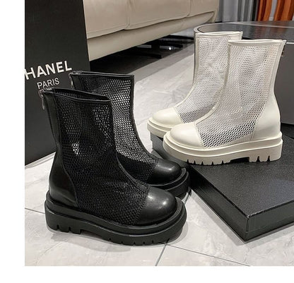 Platform Plain Boots Mesh Short