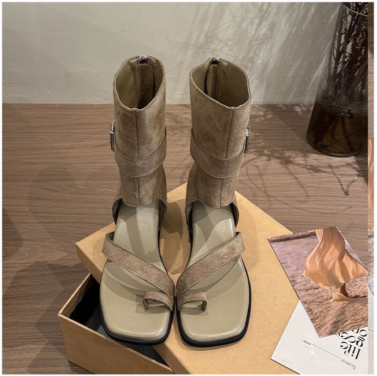 Loop Wedge Hidden Toe Boots Short