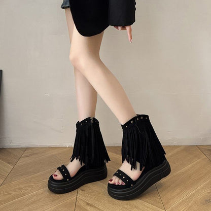Plain Studded Short Boots Platform
