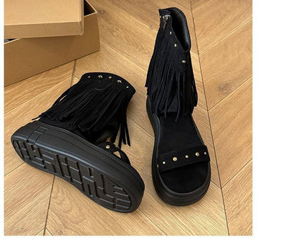 Plain Studded Short Boots Platform