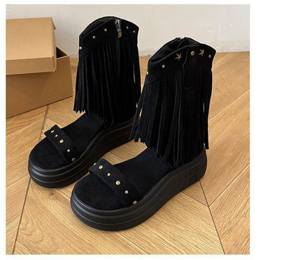 Plain Studded Short Boots Platform