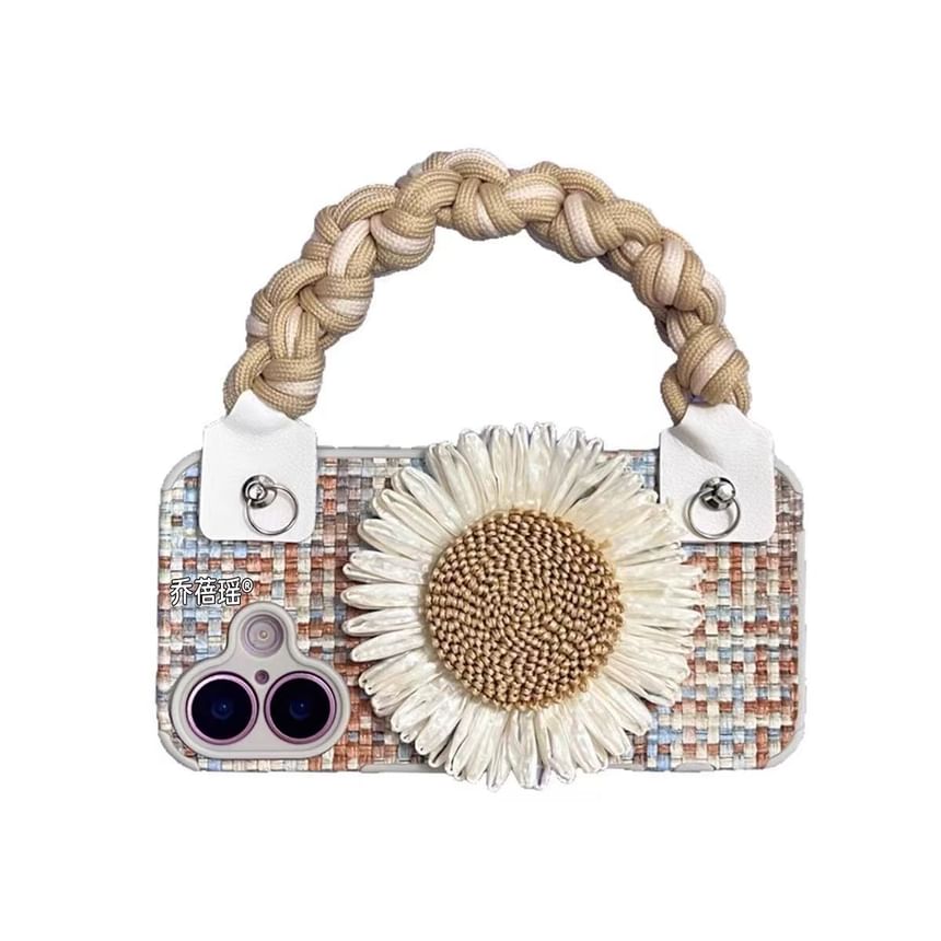 Decoration Set Lanyard Strap Case Phone Sunflower Adhesive / Woven
