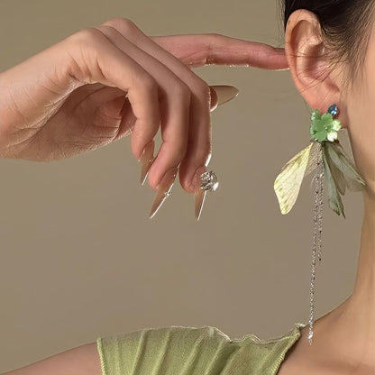 Flower Butterfly Fringed Drop Earring