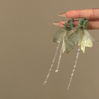 Flower Butterfly Fringed Drop Earring