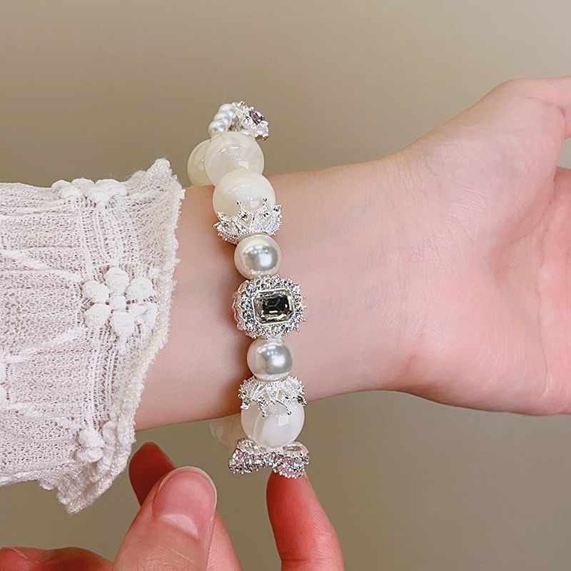 Beaded Bracelet Rhinestone Faux Pearl