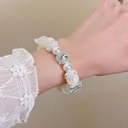 Beaded Bracelet Rhinestone Faux Pearl