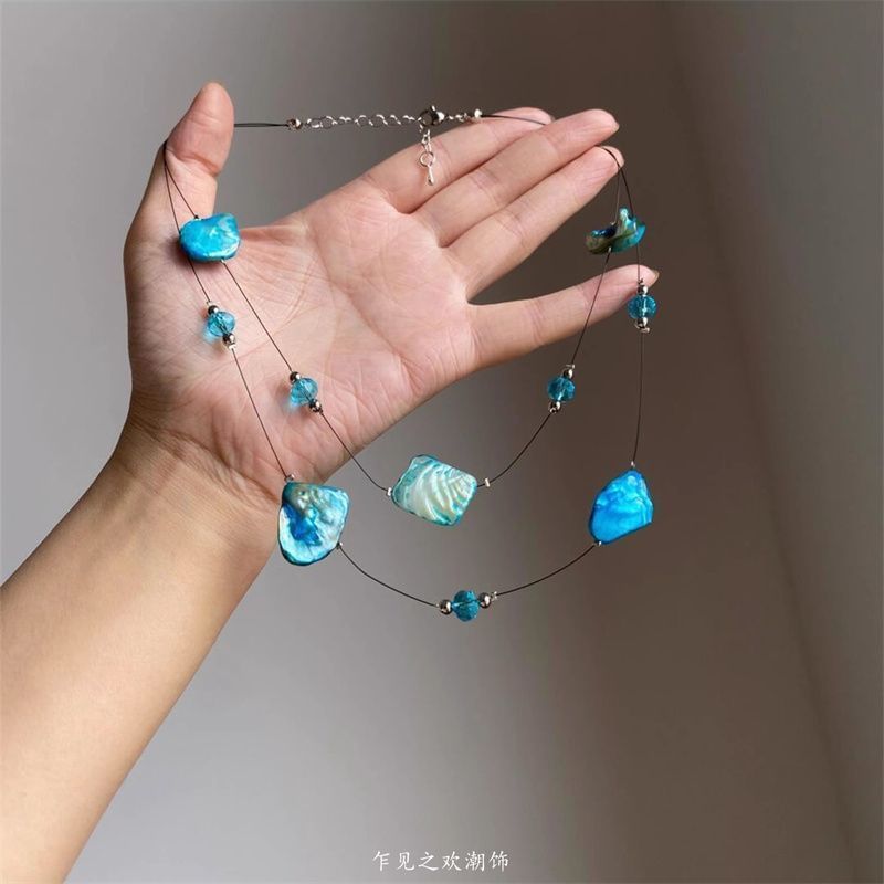 Beaded Irregular Necklace Layered Gemstone