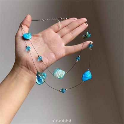 Beaded Irregular Necklace Layered Gemstone