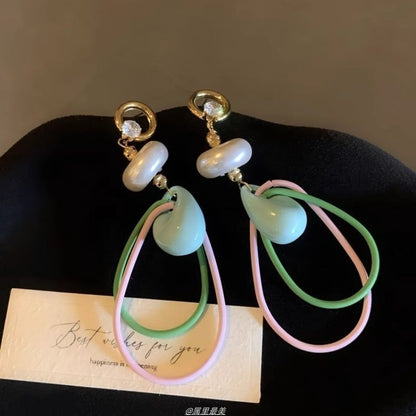 Rhinestone Faux Pearl Earring Drop