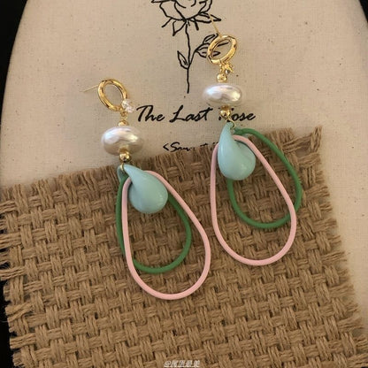 Rhinestone Faux Pearl Earring Drop