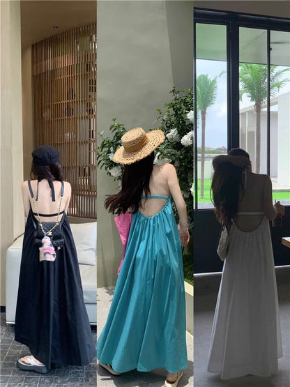 Neck Maxi Dress Print Halter Sleeveless