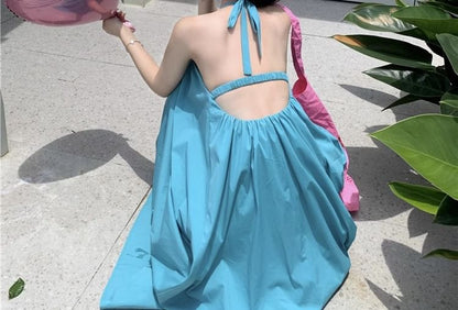 Neck Maxi Dress Print Halter Sleeveless