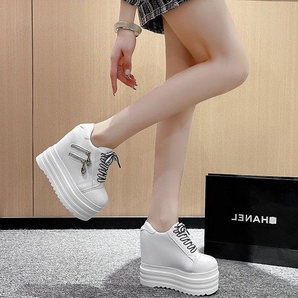 Hidden Sneakers Platform Wedge Panel Zip