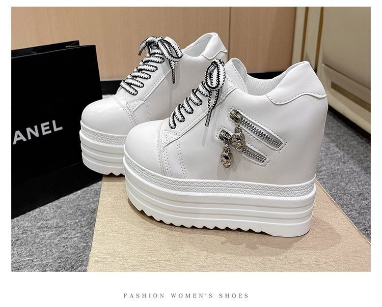 Hidden Sneakers Platform Wedge Panel Zip