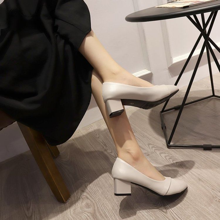 Heel Pointed Pumps Toe Block