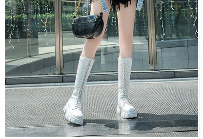 High Up Knee Lace Platform Boots