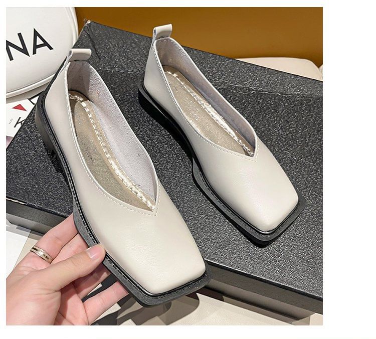Faux Flats Toe Square Leather