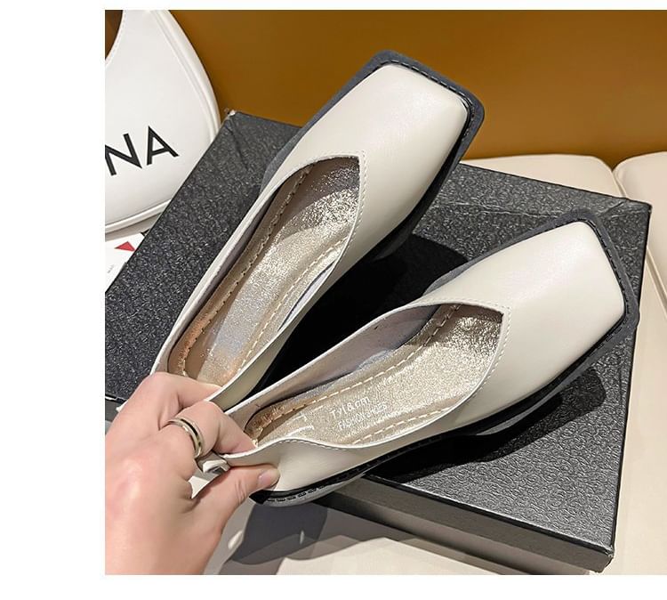 Faux Flats Toe Square Leather