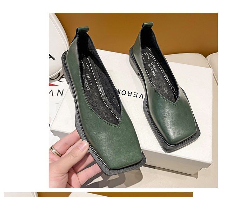 Faux Flats Toe Square Leather