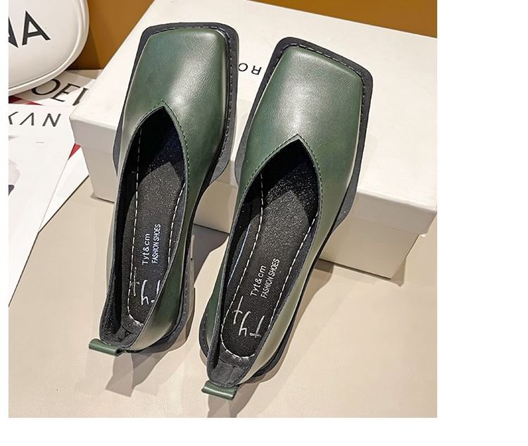 Faux Flats Toe Square Leather