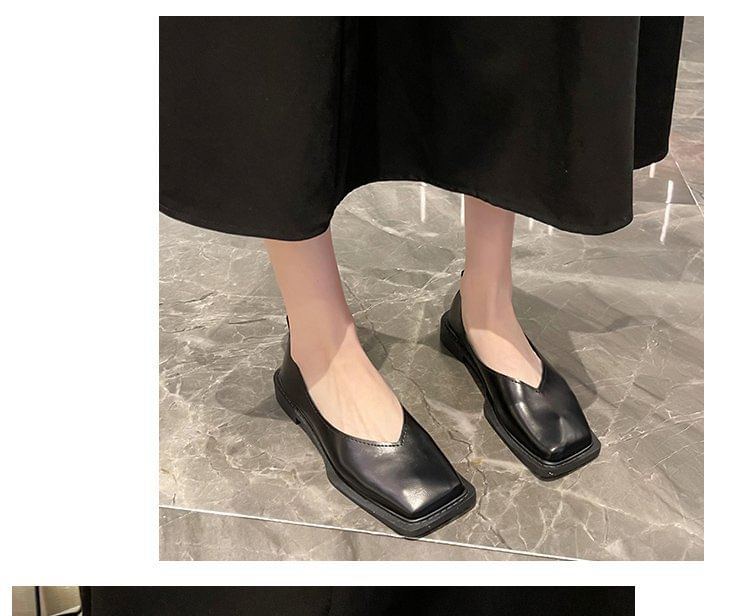 Faux Flats Toe Square Leather