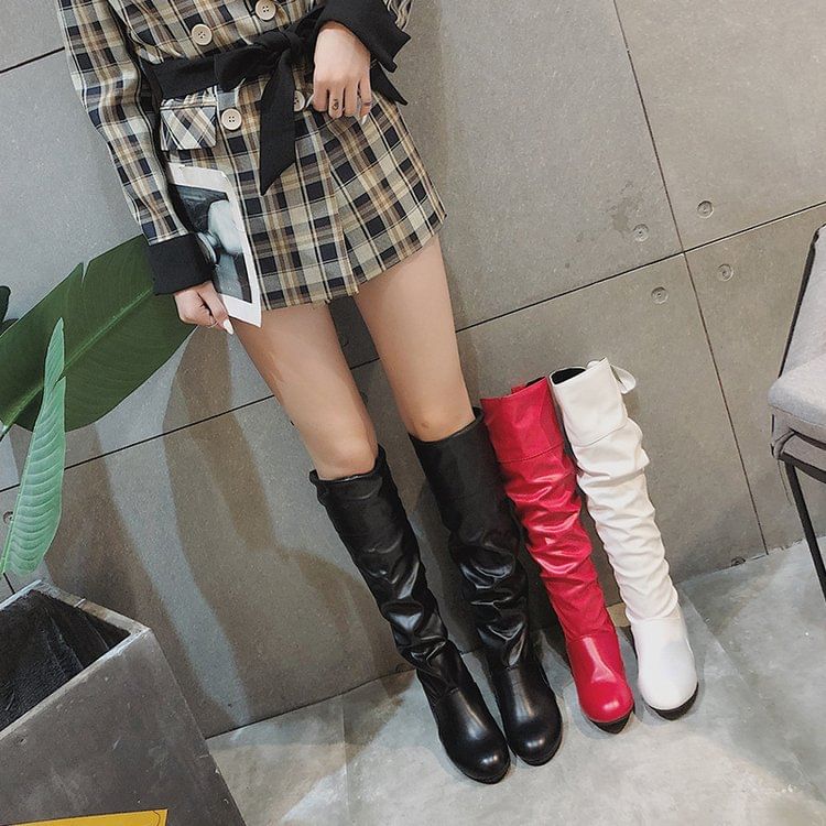 Ruched Boots High Bow Knee
