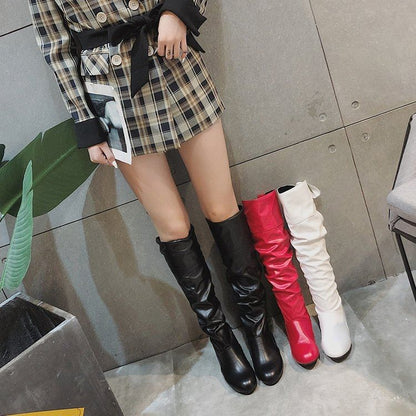 Ruched Boots High Bow Knee