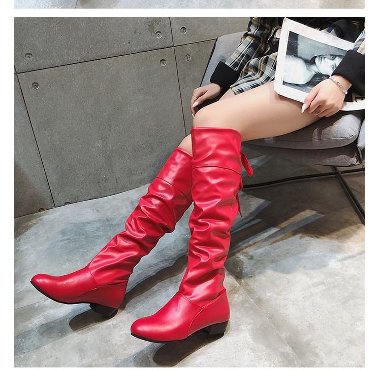 Ruched Boots High Bow Knee