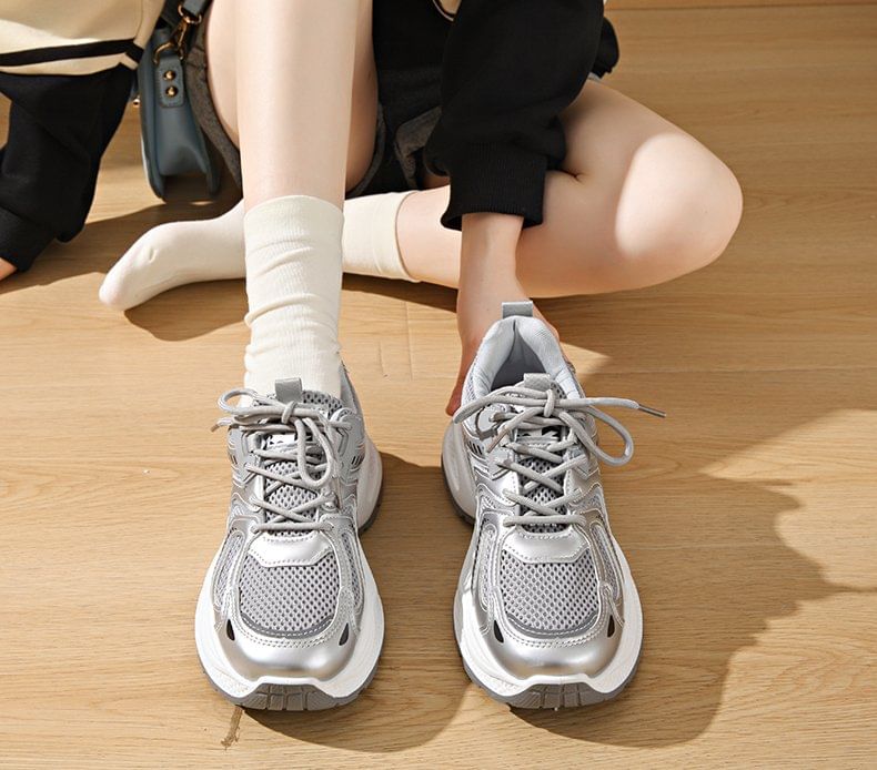 Sneakers Mesh Platform Panel