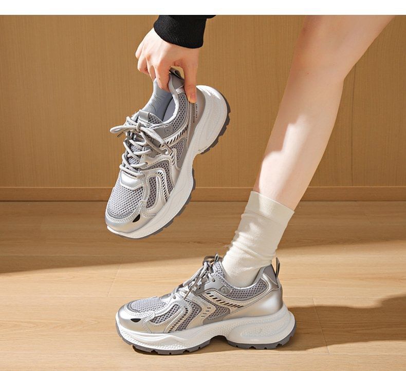Sneakers Mesh Platform Panel