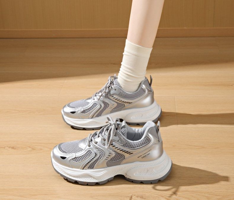 Sneakers Mesh Platform Panel