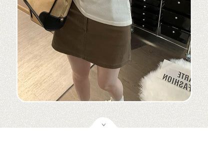 Tee Plain Asymmetrical Short-Sleeve