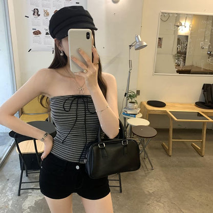 Tube Top Striped Crop