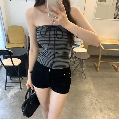 Tube Top Striped Crop