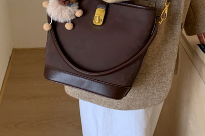 Piped Leather Faux Crossbody Bag