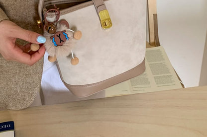 Piped Leather Faux Crossbody Bag