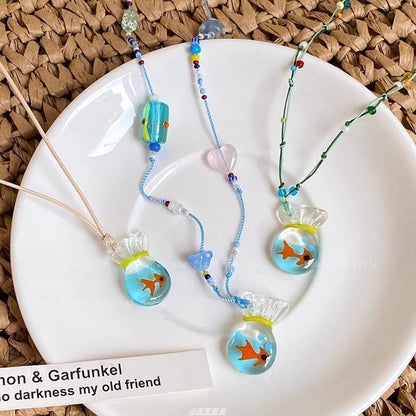 Necklace Resin String Goldfish