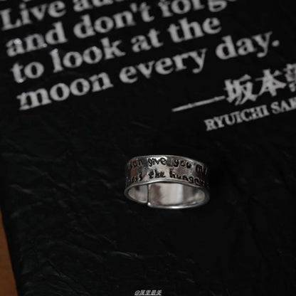 Irregular Lettering Ring Alloy Open