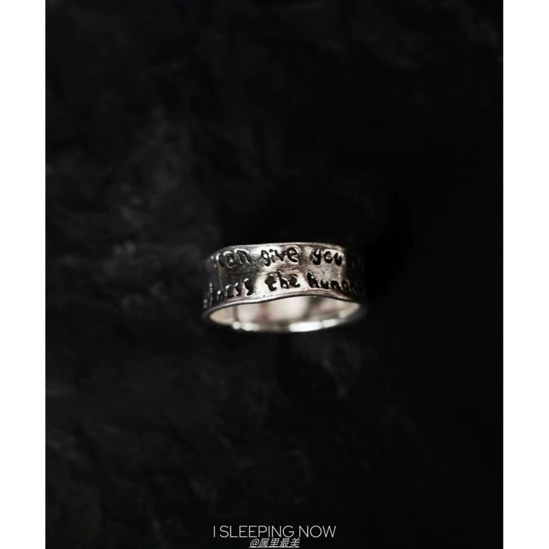 Irregular Lettering Ring Alloy Open
