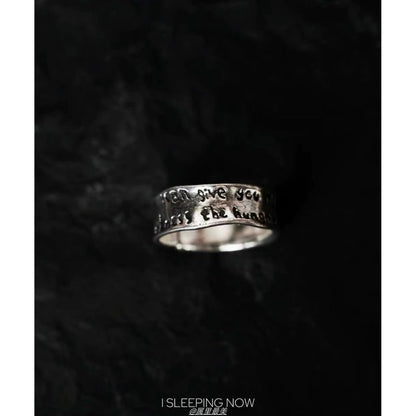 Irregular Lettering Ring Alloy Open