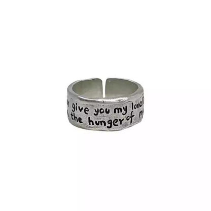 Irregular Lettering Ring Alloy Open