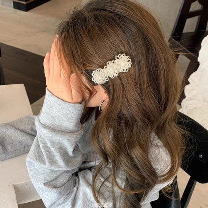Alloy Floral Crystal Hair Pearl Faux Clip