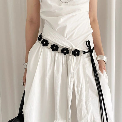 Waist Chain Alloy Leather Floral Faux